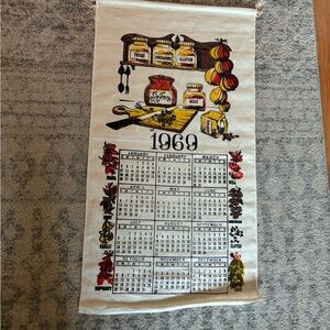 Vintage 1969 Tea Towel / Fabric Calendar Wall Hanging